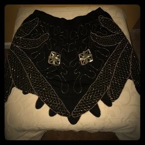 "FREE PEOPLE" beaded mini skirt